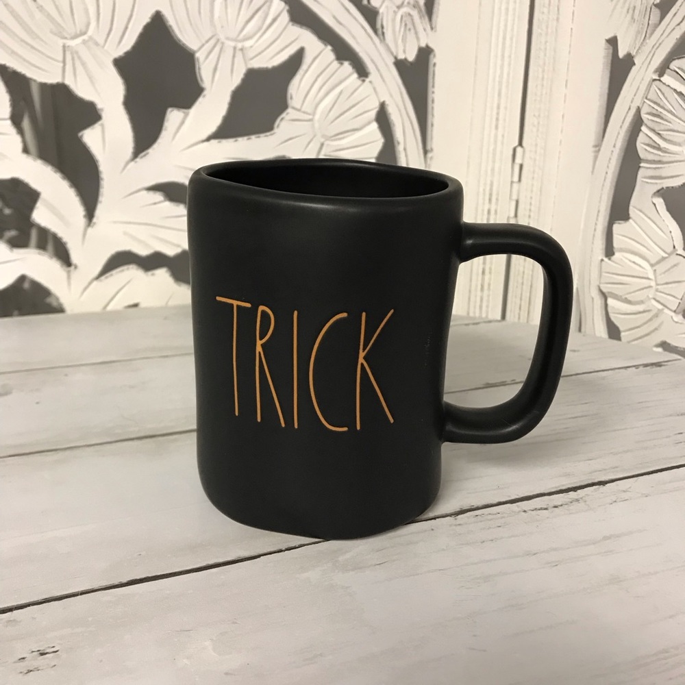 Rae Dunn Ceramic Halloween Coffee Mug “Trick” & “Treat”, Black & Orange
